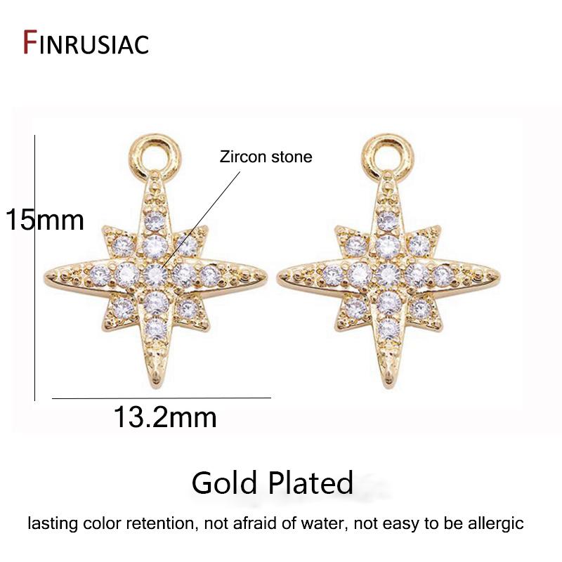 Gold Plated with Inlaid Zircon Small Star Charms Pendant For DIY Jewelry Making Handmade Bracelet Necklace Earrings Accessories