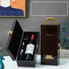 Single/Double Leather Box Wine Bottle Box Luxury Handle Wooden  Organizer Gift Wood Wine Holder for 2 Red Wine Packaging