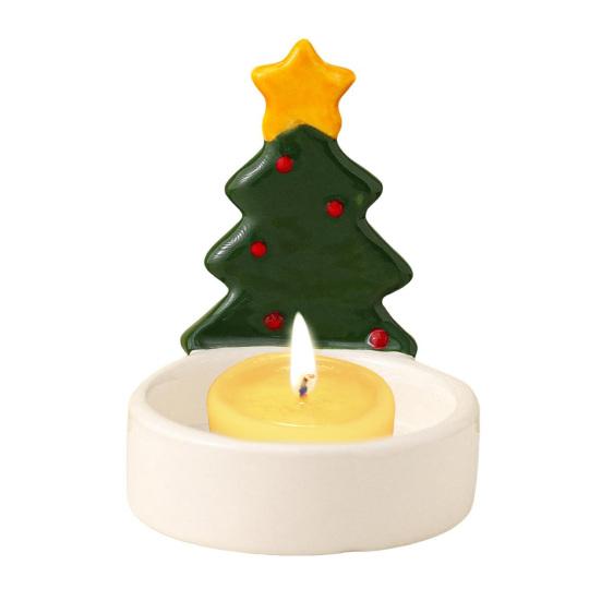 Christmas Ceramics Candle Holder Penguin Xmas Tree Mushroom Tealight Votive Candle Stand Candlestick Table Centerpiece Desktop Decoration