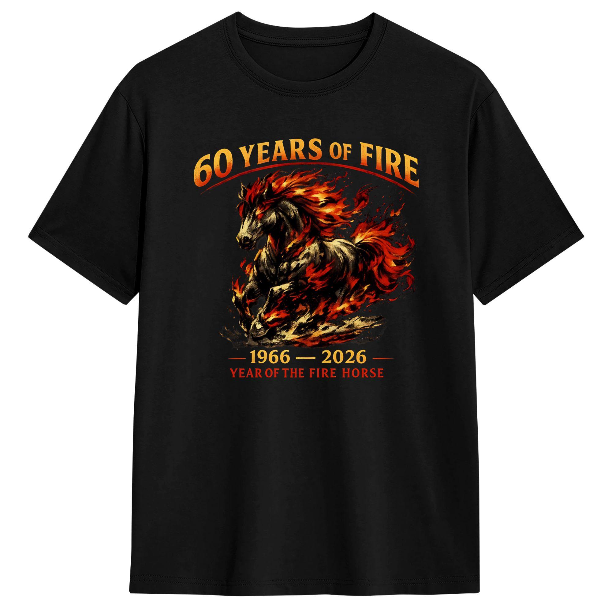 Amazing  Year of The Horse 1966 Fire Horse 1966 TShirts for Unisex Round Collar Cotton T Shirt  Short Sleeve Tees Printed Clothes S