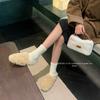 Princess style fashion home indoor fluffy slippers female autumn and winter girl one-word cotton slippers tide brocade