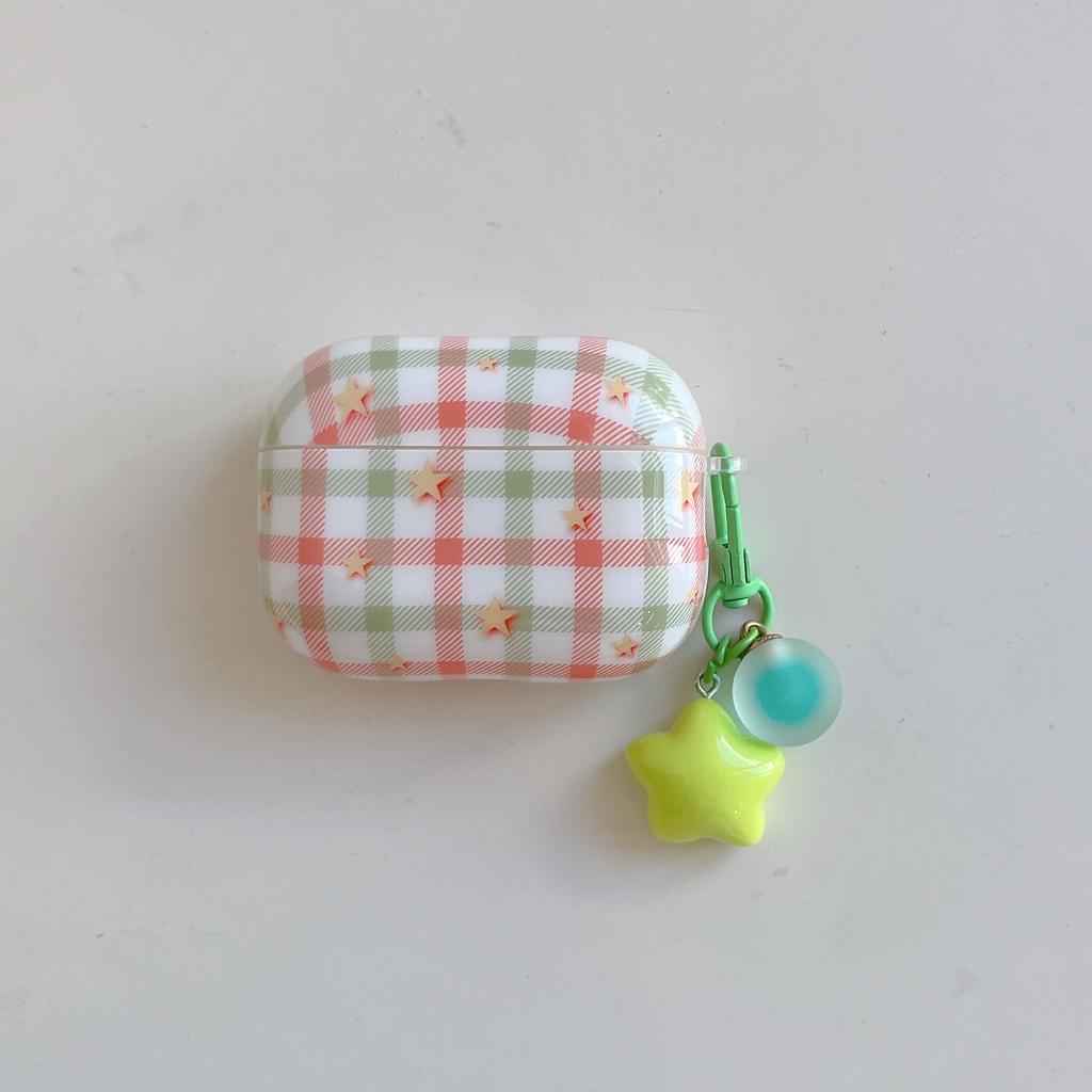 Korean Plaid Star for AirPods 1 /1 Protective Case Pro1 Wireless Bluetooth 1/1 Generation Earphone Case Pendant