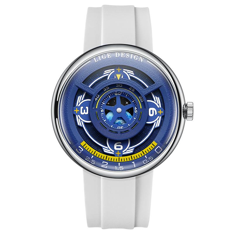 LIGE Creative Blue Blue Planet Men's Watches Luminous Waterproof Sports Silicone Strap Quartz Writwatch Night Light Male Clock