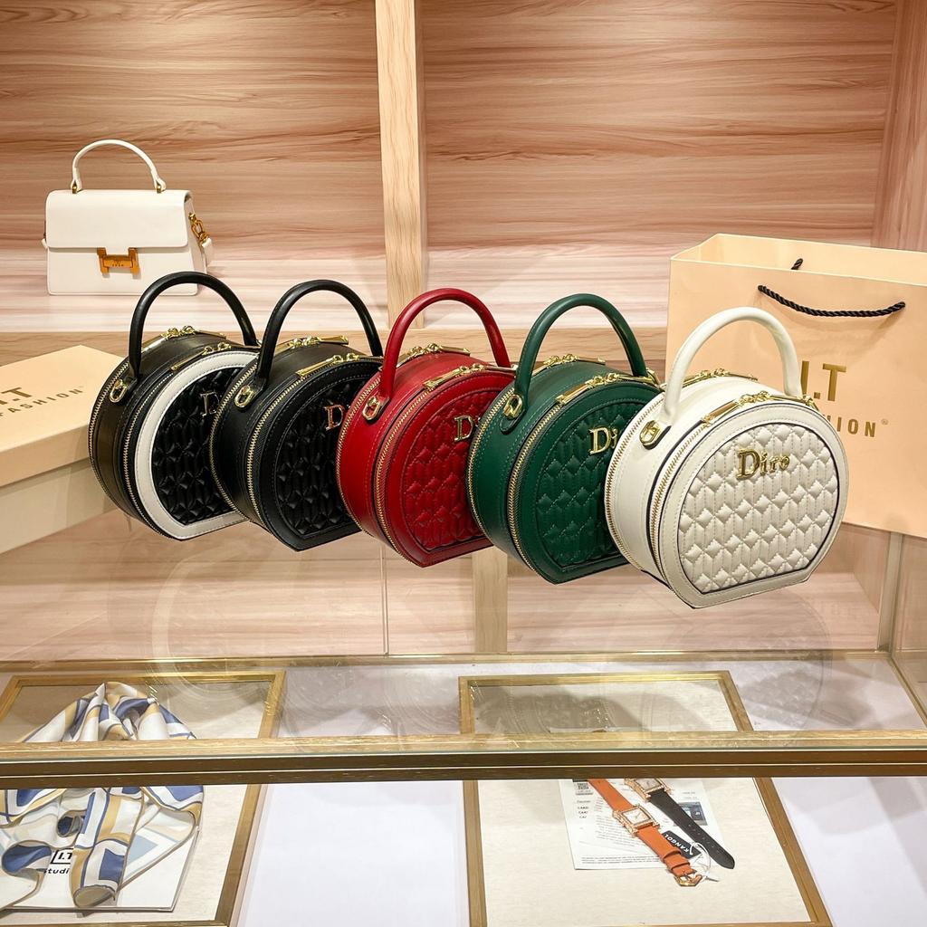 New Fashion Embroidered Bag Handheld Crossbody Small Round Bag