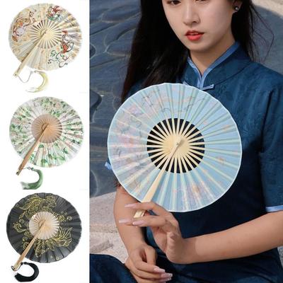 Kwast Rond Bamboe Ventilator Draagbare Dans Ventilator Vintage Opvouwbare Handventilator Ambachten