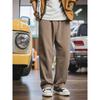 American Retro Heavy-Duty Washed Fleece-Lined Thick Straight-Leg Pants for Men, Winter Warm Sweatpants, Export Men's Casual Pants