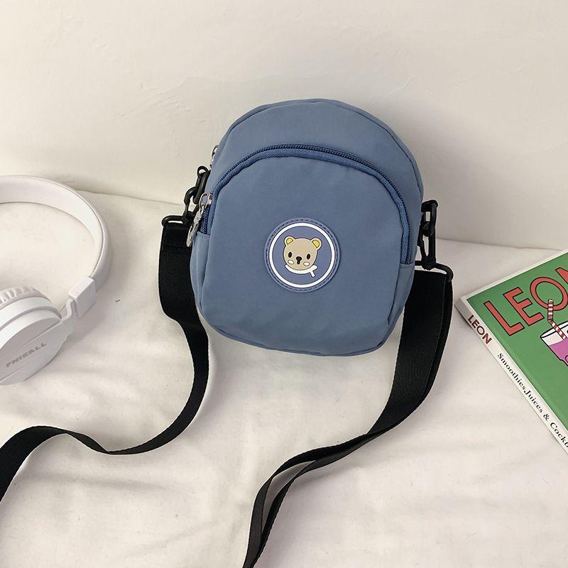 

Crossbody Fashion All-Match Ultra-Light Japanese Style Canvas Mobile Phone Bag Haze Blue [Bear Version]](Lightweight design)