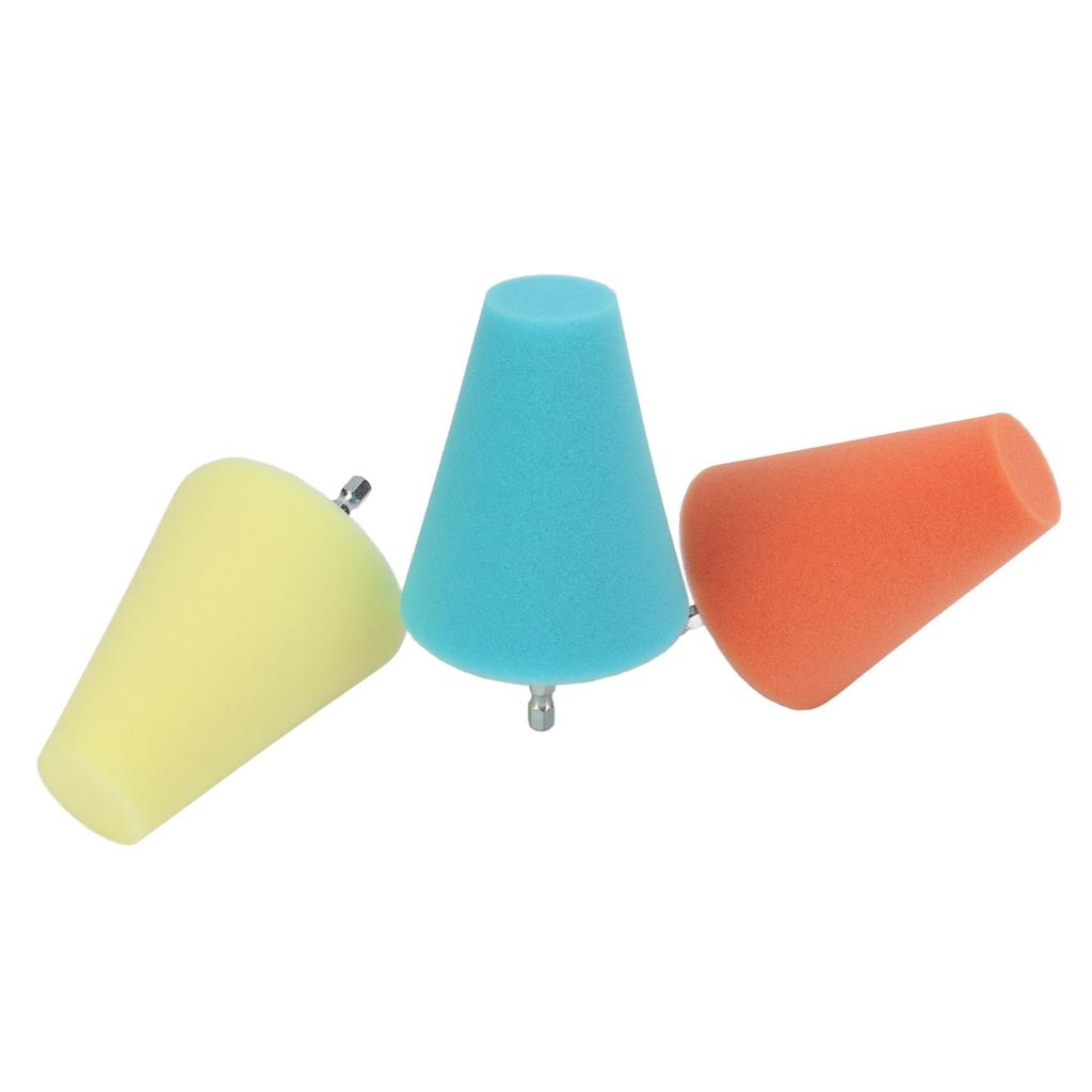 3PCS Hub Conical Polishing Sponge Buffing Foam Pad Wheel Care Tool for Cars Boats Motorcycles