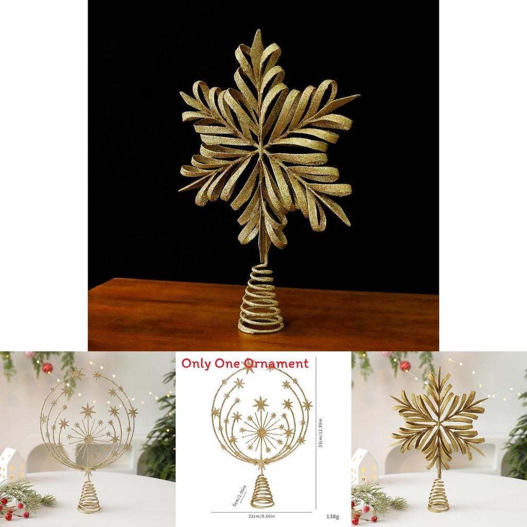 Christmas Tree Topper With Snowflake And Star Iron Art Decoration For Holiday Festivities