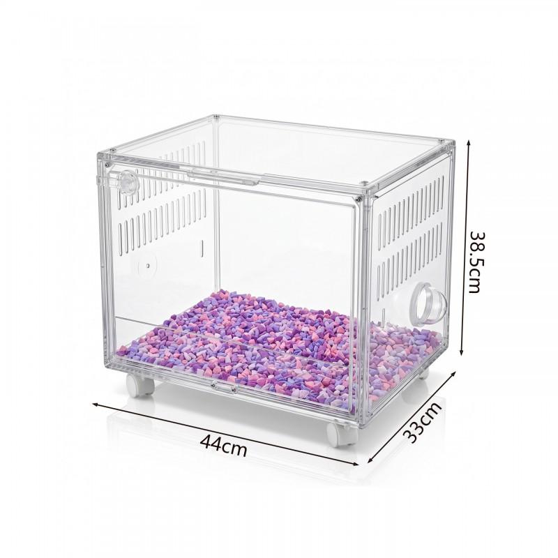 Transparent Acrylic Hamster Cage With Wheels Leak-Proof Sand Tray Stackable Easy-Clean Design Indoor/Outdoor Use