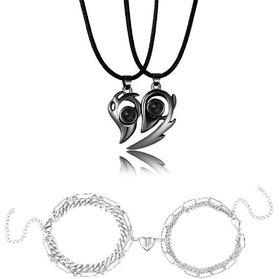 Long Tiantian Couples Bracelets Necklaces Matching Couple Bracelet Necklace for Bf Gf Couple Gifts for Her Couples Promise Necklace Bracelet for Him