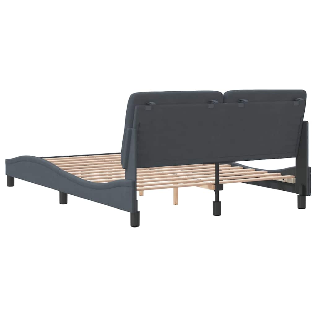 Bed Frame without Mattress Dark Grey 140 x 200 cm Velvet