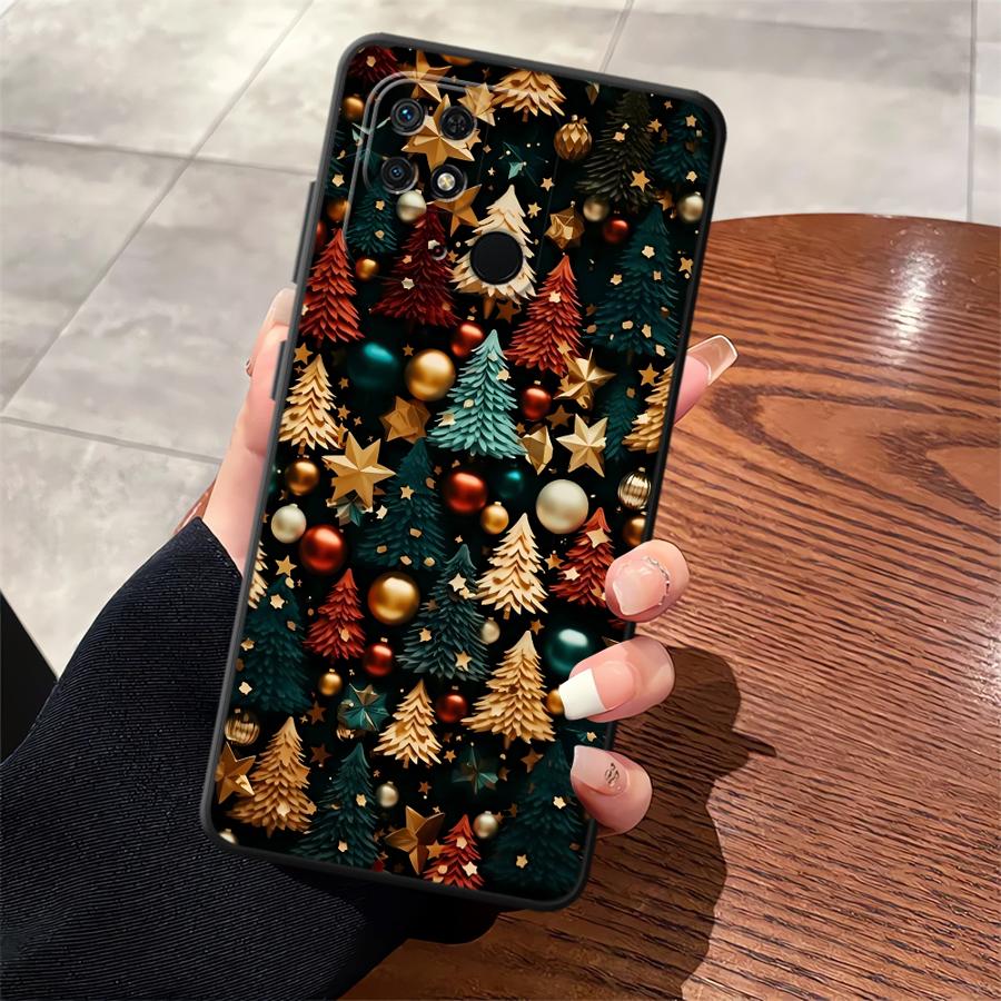 Cartoon Christmas Tree Black Soft Phone Cover Case for Xiaomi Redmi A4 10 13C A3 9 K40 K80 Pro A1 A2 Plus 12C 14C A5