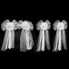 1Pair White High-quality Silk Ribbon Romantic Pearl Bud Party Decor Supplies Wedding Car Decoration Lace Flowers Chair Bow Tie
