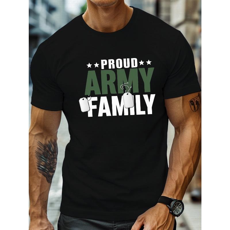 

European Size [Breathable Graphic Tee] Plus Size Casual Breathable Proud Army Family Graphic Tee for Men - Machine Washable Short Sleeve Shirt S чёрный