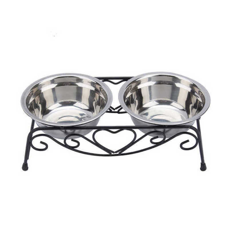 

Double Bowls Stainless Steel Dog Cat Pet Food Water Vessel with Iron Stand Retro Bowls for Dog Food | Dog Bowl | Dog Bowl for Wildlife