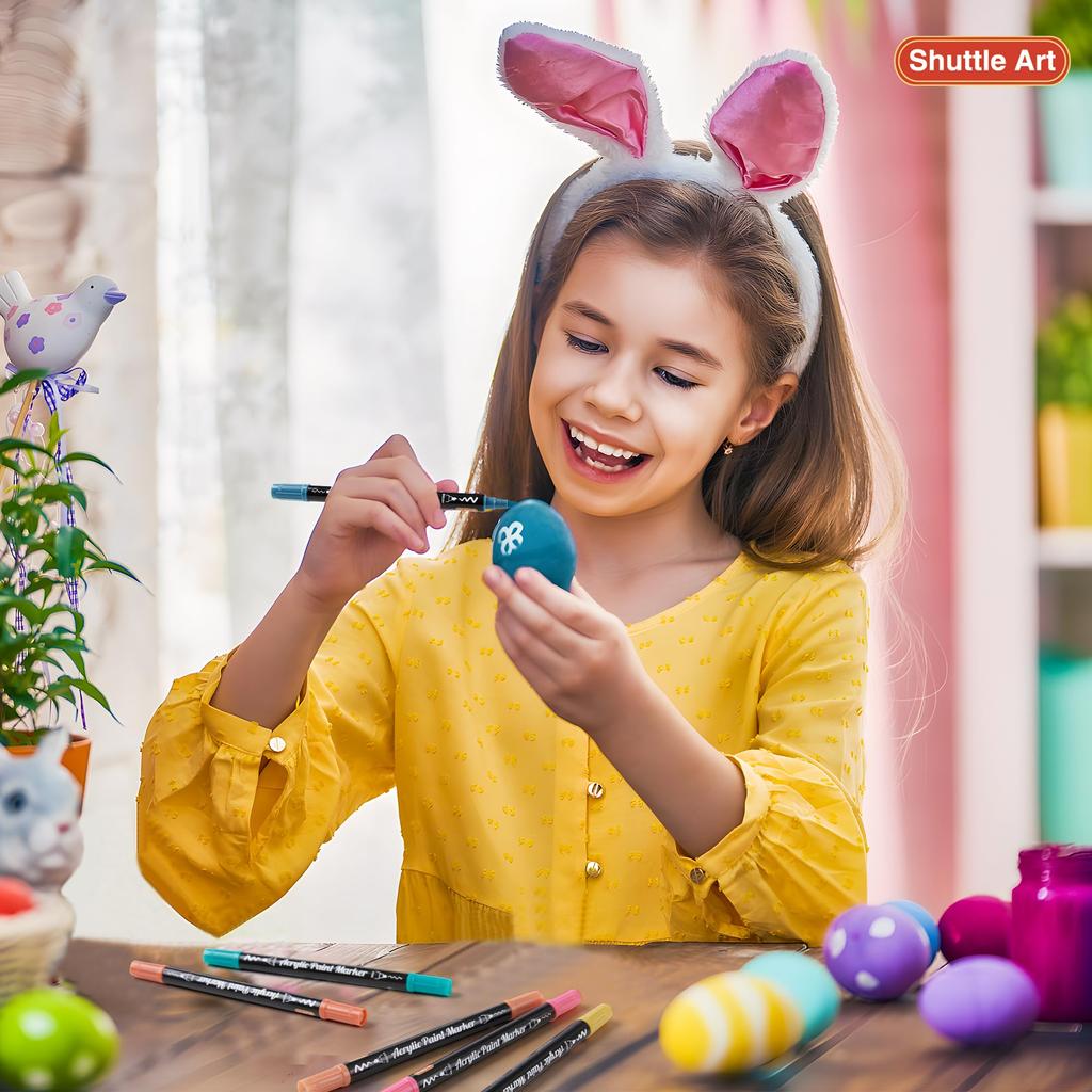 Shuttle Art Acrylic Marker Pastel Brush and Fine Twin Acrylic Paint for Writing On and Art Gift Pens, Colors, 28-Color Set, Tip, Pen, Pens,