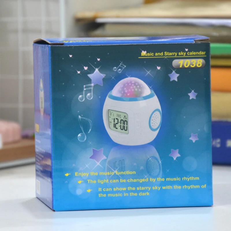 Music Starry Sky Clock Students Children Alarm Clock Colorful Atmosphere Light Projection Clock Lazy  Electronic Alarm Clock