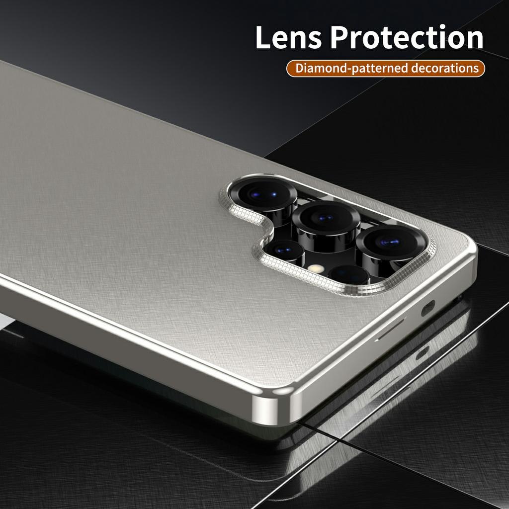 For Samsung Galaxy S25 Ultra Case Brocade Texture Anti Drop Alloy Magnetic Frame PC Phone Back Cover