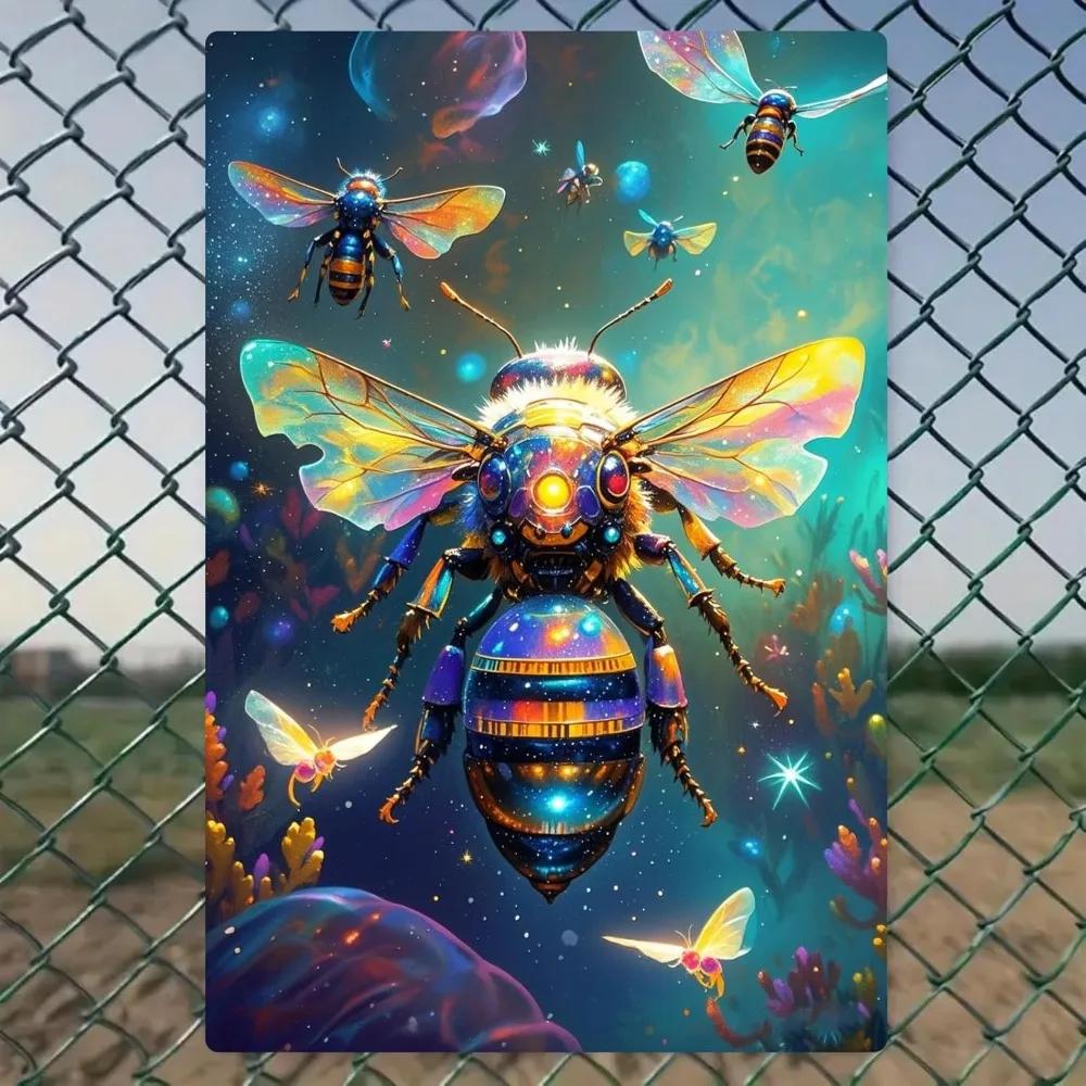 SeeyooBeeStyle4TinSign Seeyoo Retro Tin Sign Bee Style 4 - Vintage Metal Wall Art, Durable Colorfast Home/Bar Decor