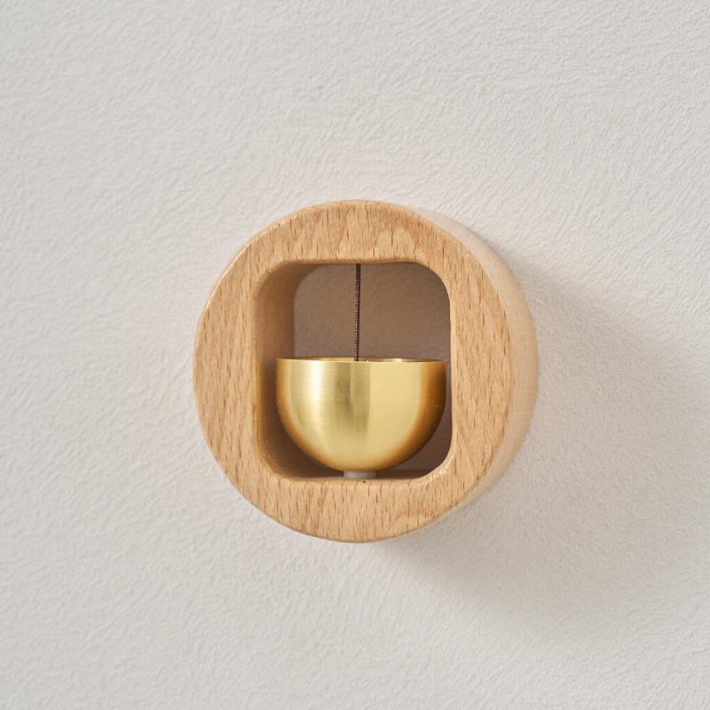 Wind chime door bell, made of beech wood and brass, magnetic car-mounted simple decorative pendant