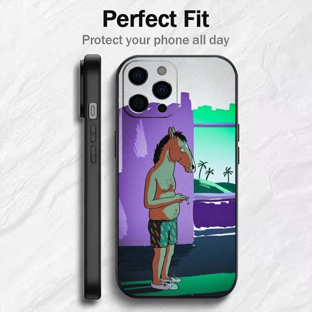 

Depressiv Bojack Horse-Man Phone Case For iPhone17,16,15,14,13,12 Plus,Max Soft Silicone Black Cover iPhone17air