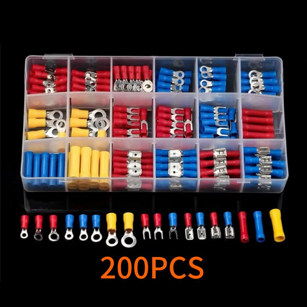 Automotive Insulated Electrical Wire Connector Kit Assorted Male Female Spade Ring Fork Butt Crimp Terminals Lugs Set for Cable