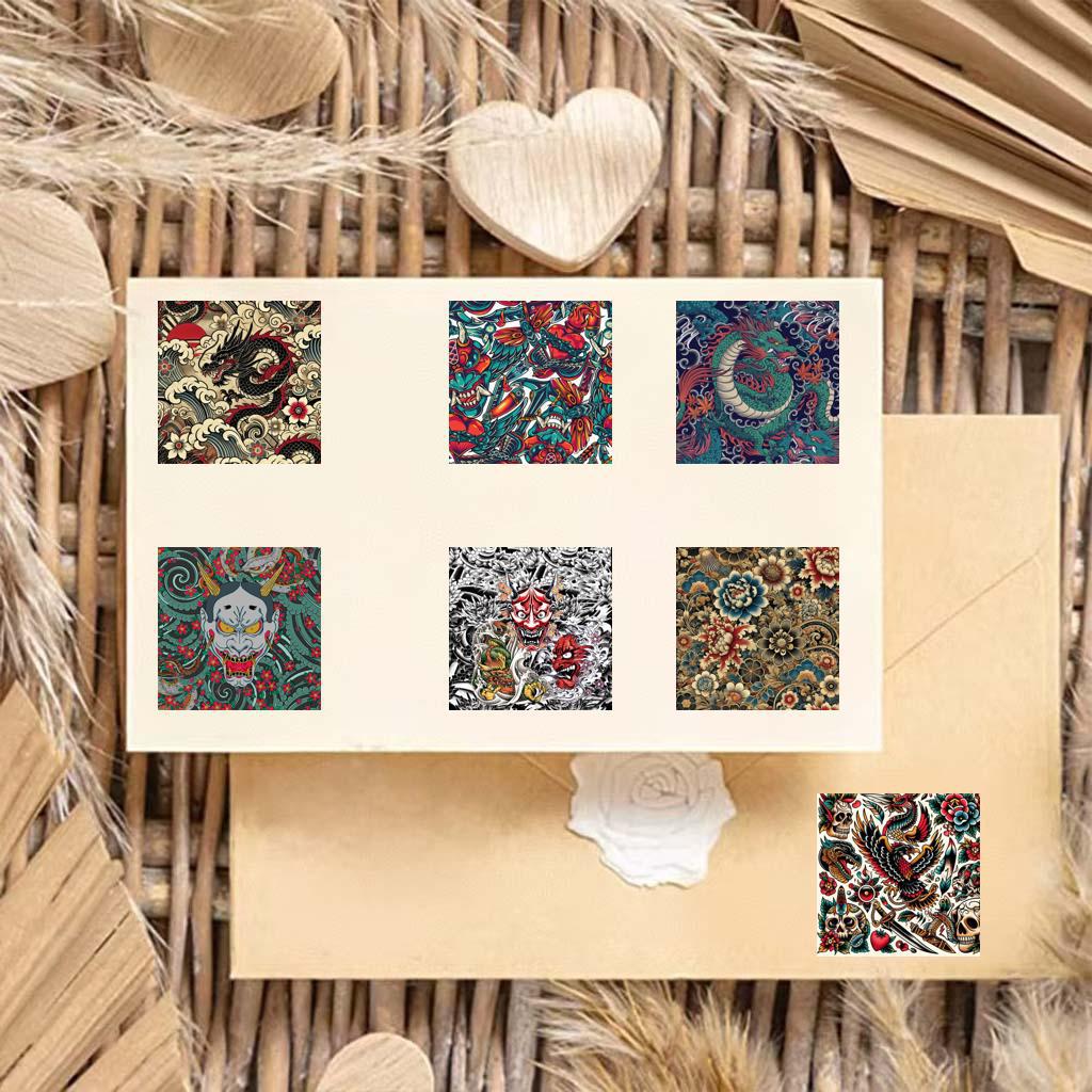 500 Sheets/Roll Yokai Ethereal Japanese Pattern Graffiti Stickers for Journals and DIY Decoration