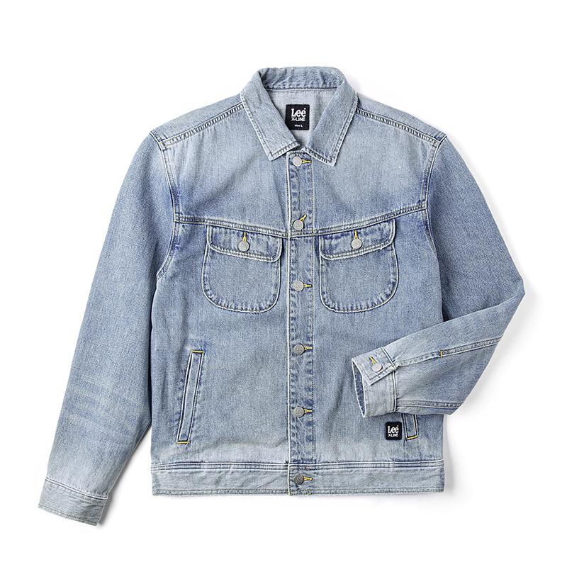 Lee Comfortable Vintage Wash Lapel Denim Jacket Men jackets Light-Blue LMT0090985PN00FA06930