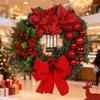 Outdoor Christmas Wreath With Lights Artificial Bow Wreath Household Festival Decoration For Front Door Wall Fireplace Window