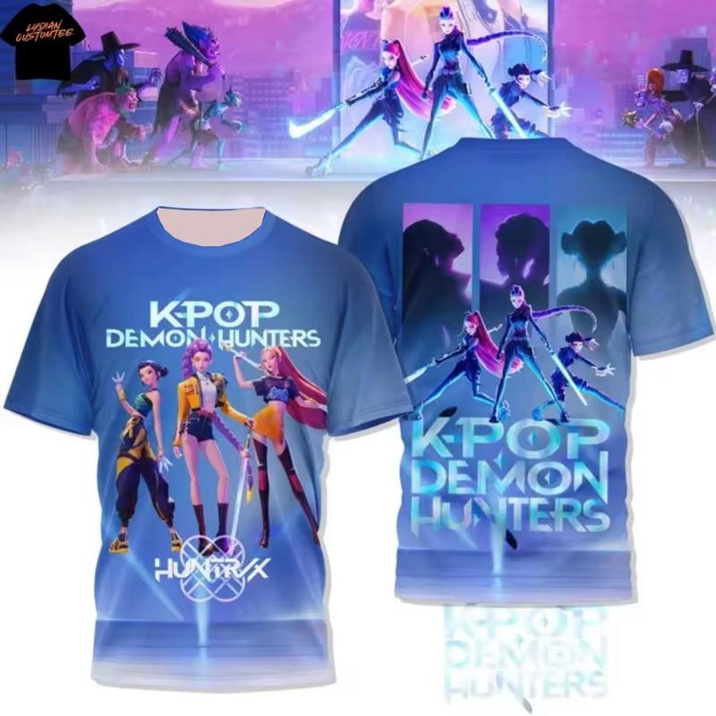 

2026 Movie KPop Demon Hunters T-shirt 3D Print Kid Anime Tee Top Men Women Short Sleeve T Shirt Harajuku Y2k Cute Unisex Clothes 160