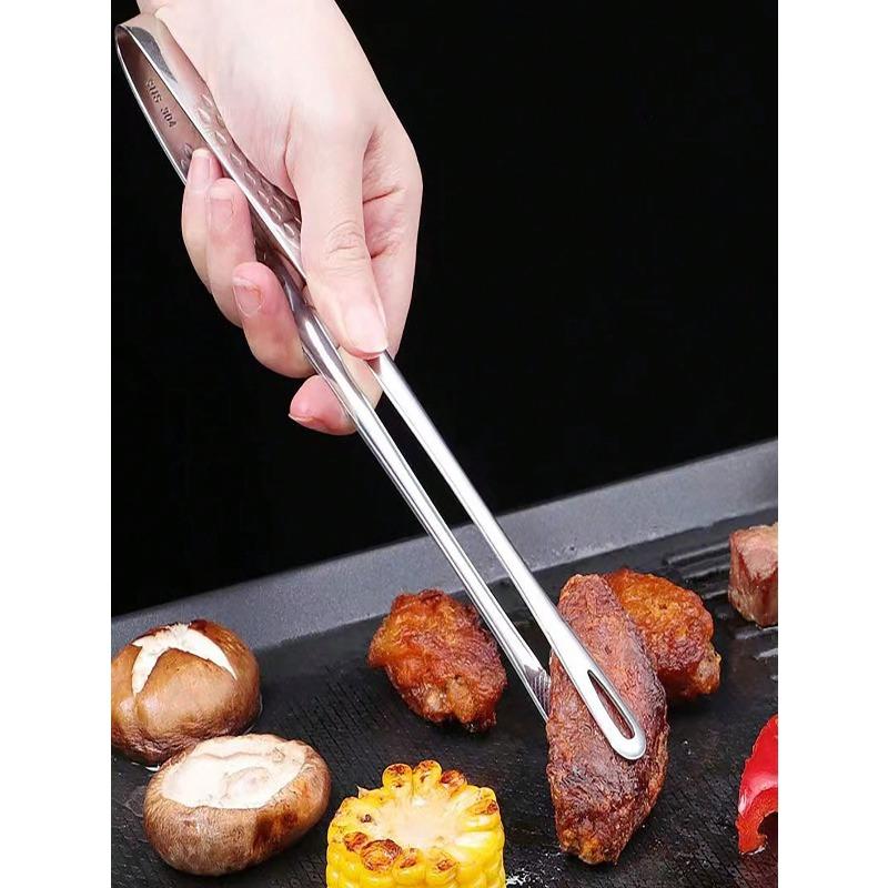 

Stainless Steel Food Tongs, Long Handle Non-Slip BBQ Tongs, Steak Tongs, Kitchen Cookware Accessory 28CM серебряный