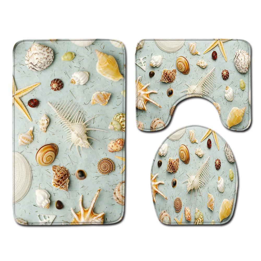 Shell Bathroom Floor Mat Toilet Three-Piece Set