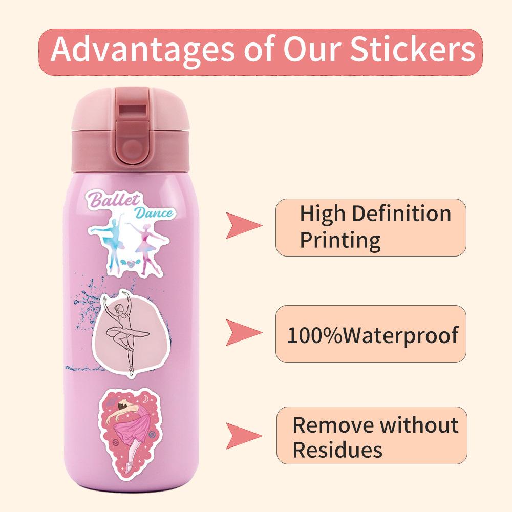 55 New Pink Ballet Graffiti Stickers Suitcase Mobile Phone Dance Stickers