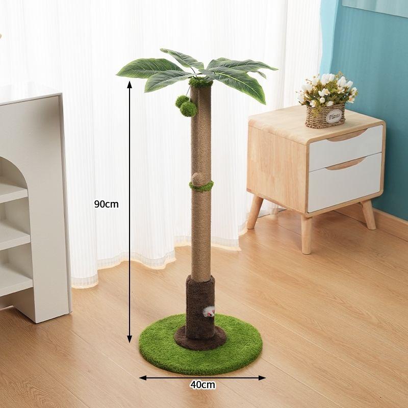 Coconut Palm Leaf Cat Tree with Scratching Post & Mouse Teaser