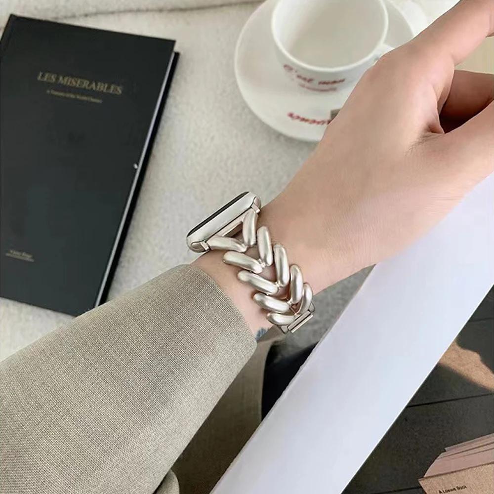 Luxusní náramek z masivní nerezové oceli pro Apple Watch Ultra 49 42 40mm 46 44 41 45mm Řemínek pro iWatch 10 9 8 7 6 SE 5 Dámský pásek