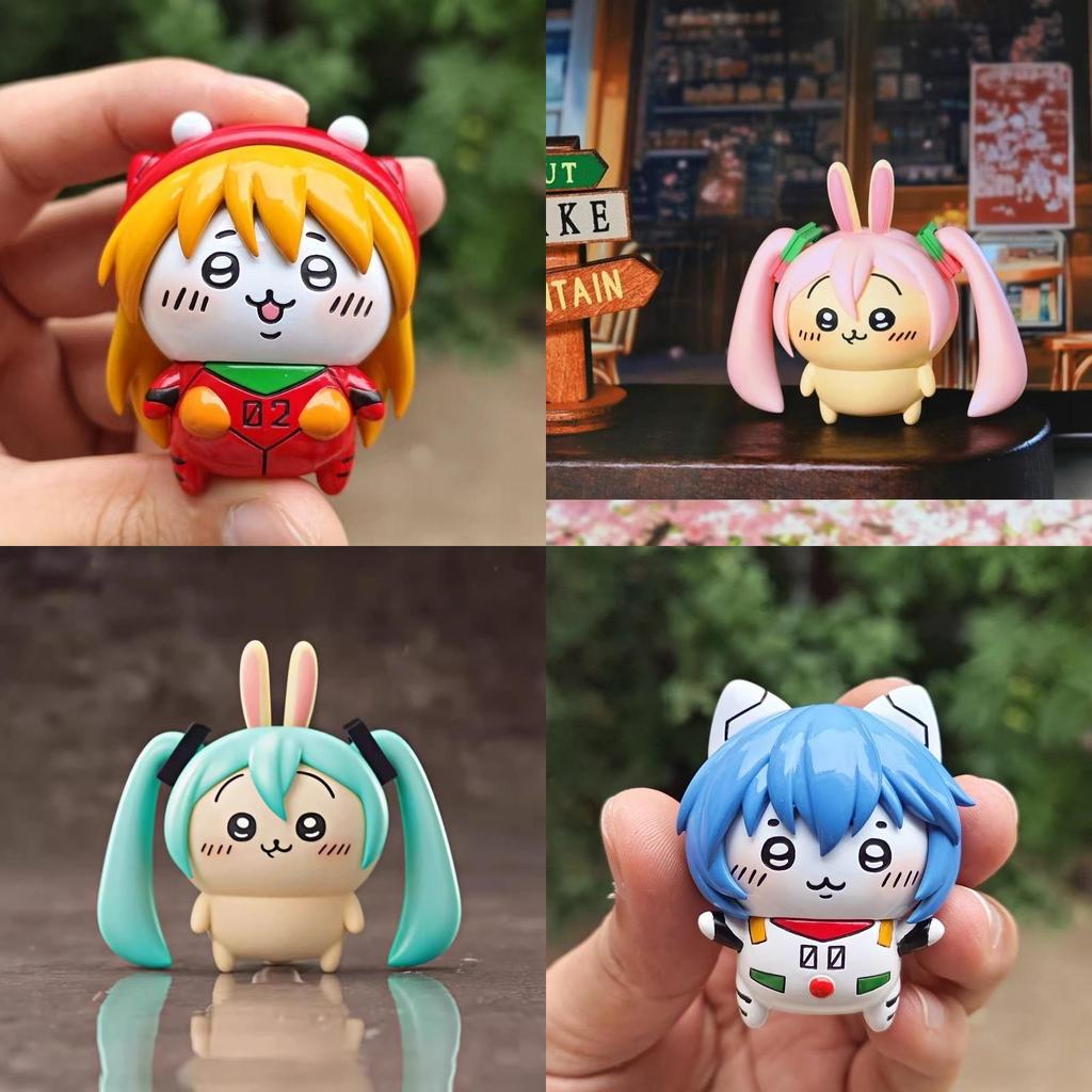 Chiikawausagi Cos Hatsune Miku Pvc Art Toy For Collectors Ussachi And Asuka Character Display