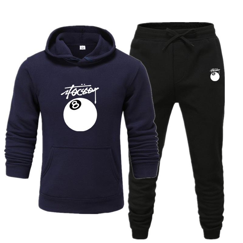 Herr- och damny höst- och vinter plusstorlek bordtennis Nej. 8 Tryckta Sportkläder med Huva Casual Sportklädesset