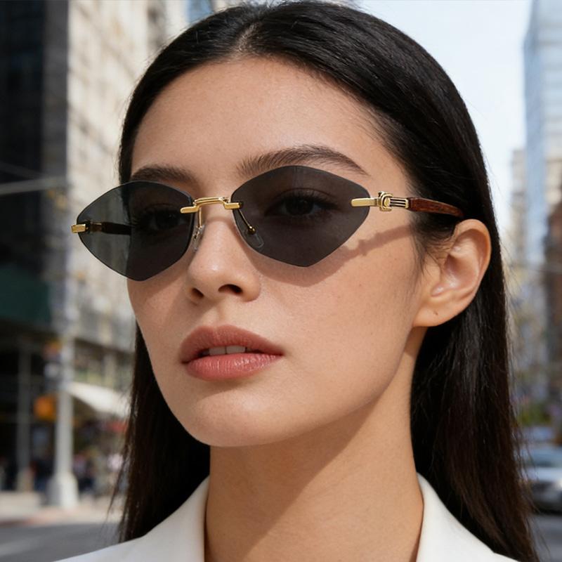 Retro Metal Frameless Sunglasses for Men and Women Fashion Trendy UV Resistant Outdoor Sunscreen Sunshade Glasses