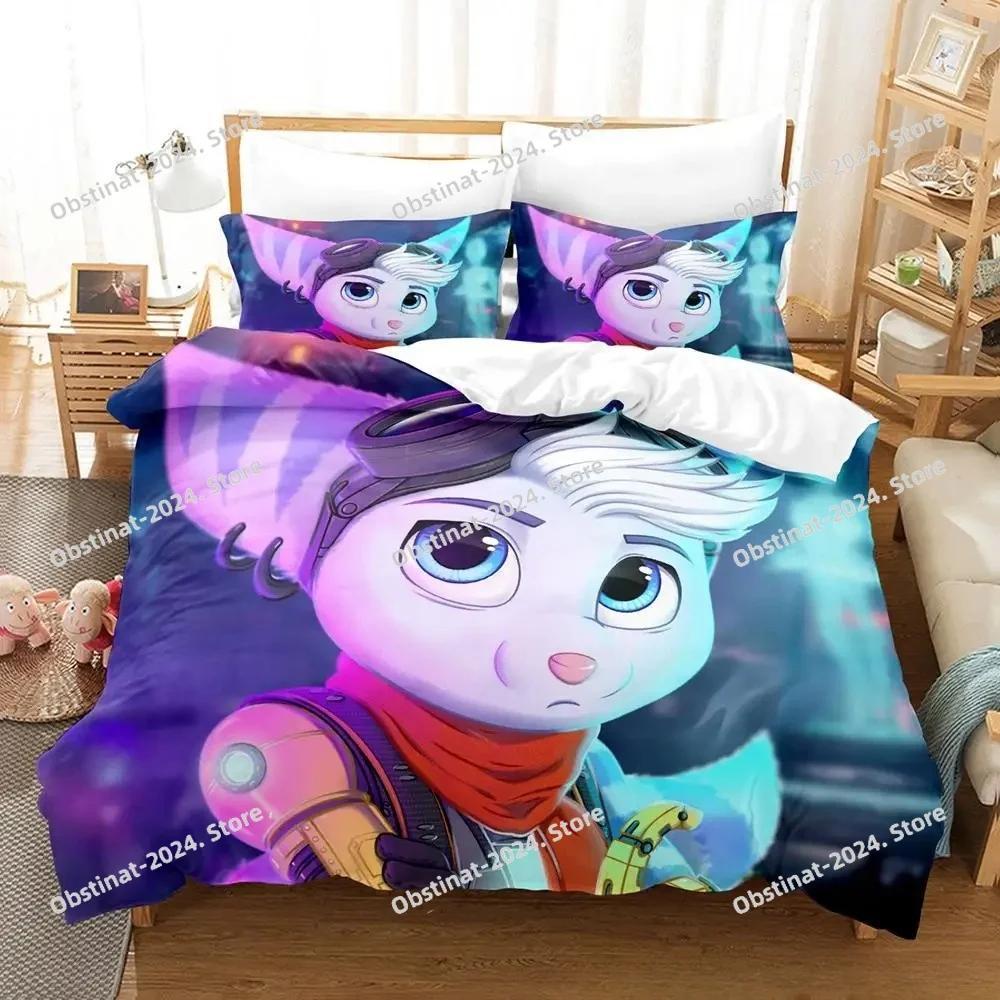 Personelity Game Anime Ratchet Clank Rift Apart Bedding Set Printed Bed Set With Pillowcase Bed Duvet Cover Queen King Size