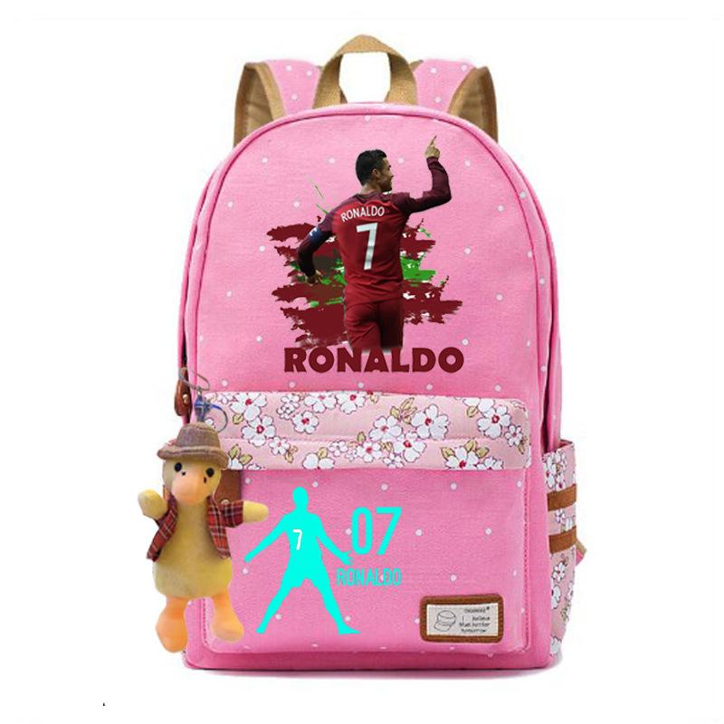 Youth football star Ronaldo primary and secondary school student schoolbag female casual backpack