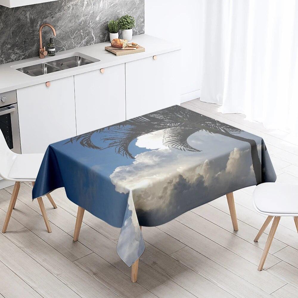 Blau Weiß Wolke Tischdecke Cumulus Schmutzabweisend Wasserdicht Rechteckig Küchentisch Heimdekoration