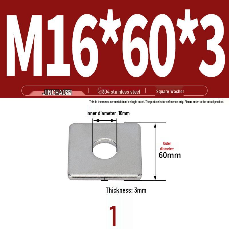 304 Stainless Steel Thickened Square Flat Washer for Curtain Wall (M4-M16)