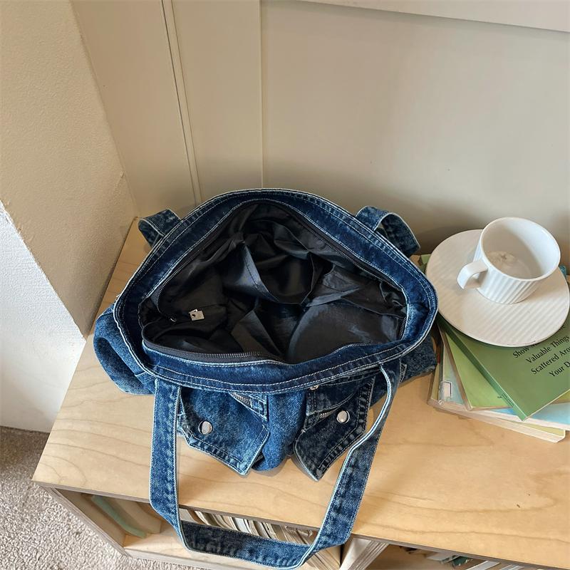Large Capacity Denim Bag Women's Tote Bag Vintage Shoulder Crossbody Bag