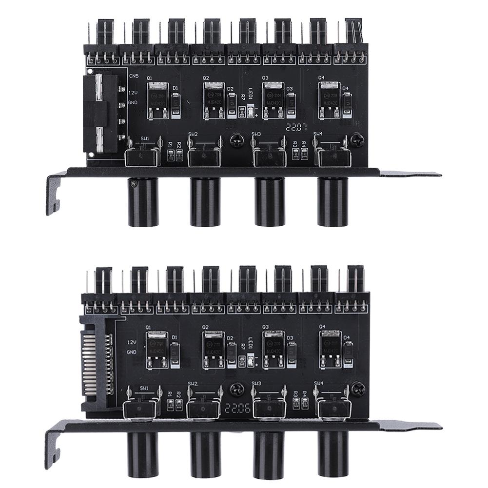 PC Chassis Fan Hub SATA/4 Pin Adapter 8 Channel PWM Hub Cooling Fan Speed Controller 4 Knob PC Case Cooling Fan Hub