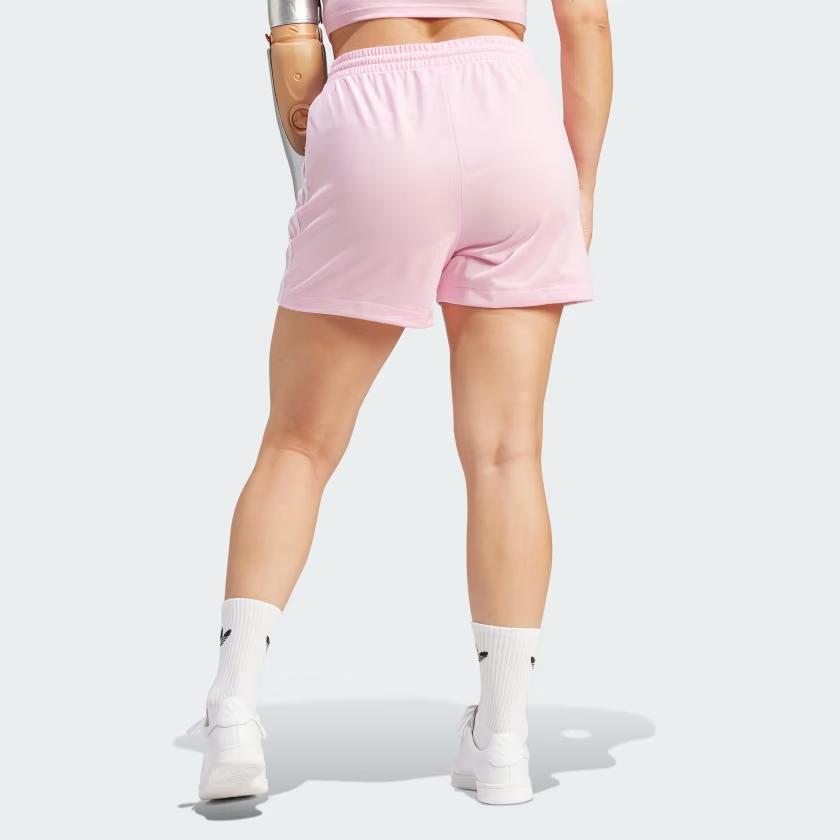 Adidas Originals Elastic Striped Logo Embroidery Casual Shorts Women Bottoms True-Pink IN6284