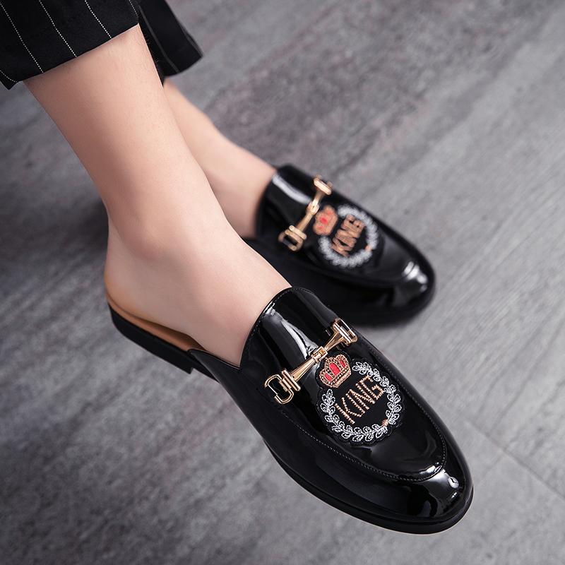 Fashion Luxury Designer Brand Mens Sandals Slippers Summer Casual Loafers Winter Leather Half Shoes Mules Male Black Slides for Men 2025