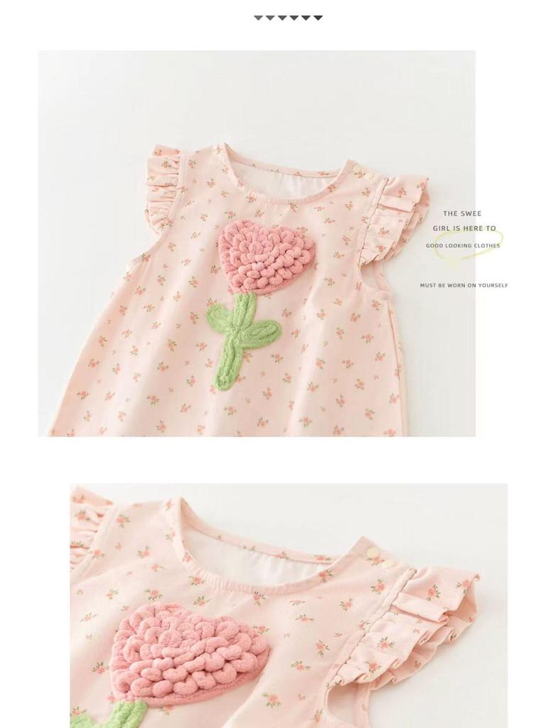 Infant & Toddler Spring/Autumn Girls' Casual Outfit - Super Cute Fashion Two-Piece Set with Outerwear & Bib, Ideal for 100 Days Celebration.