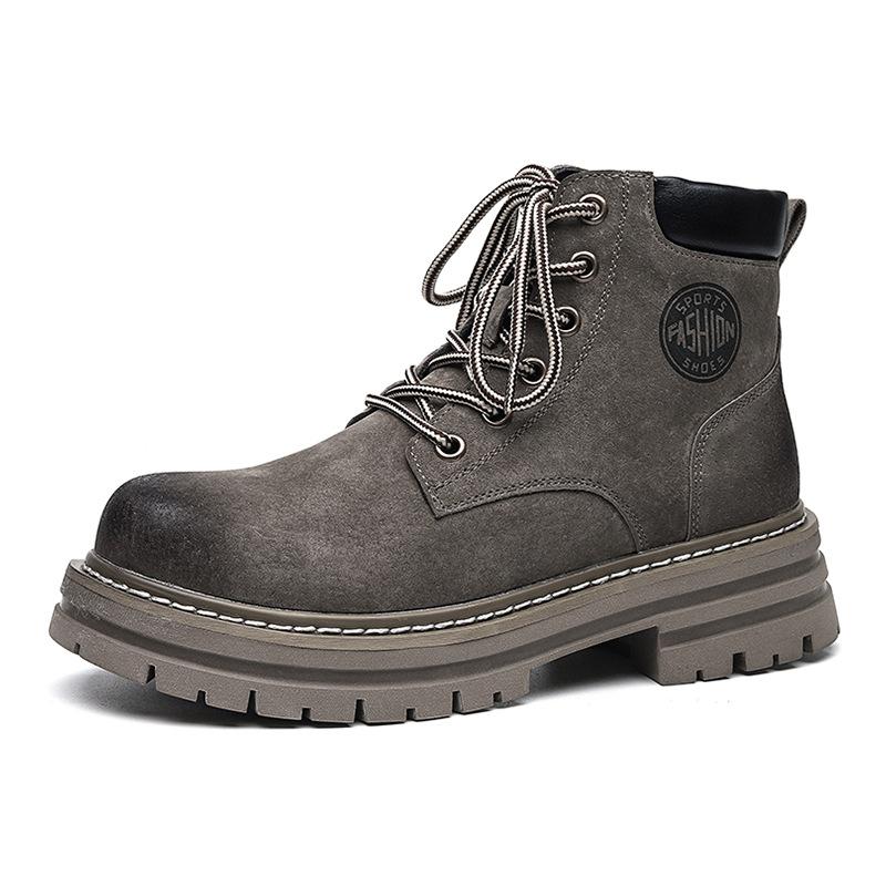 Martin Boots Men's Rhubarb Boots Autumn and Winter Pigskin Tooling Snow Boots Velvet Couple Boots 2345-A