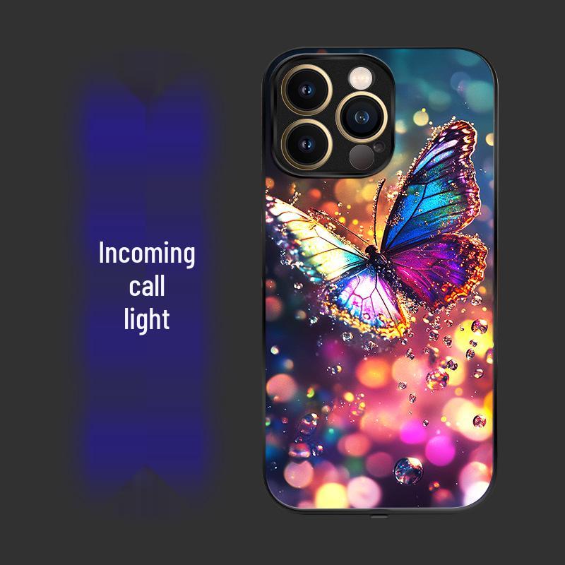 Leuchtende Anti-Rutsch-Handyhülle für iPhone 16 Pro Max & Huawei bei eingehendem Anruf - Soundaktiviert, Verschleißfest, Siebenfarbiger Schutz.